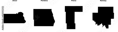Εκτύπωση καμβά Oliver, Pembina, Pierce, Ramsey outline maps