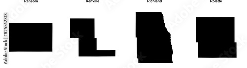 Ransom, Renville, Richland, Rolette outline maps