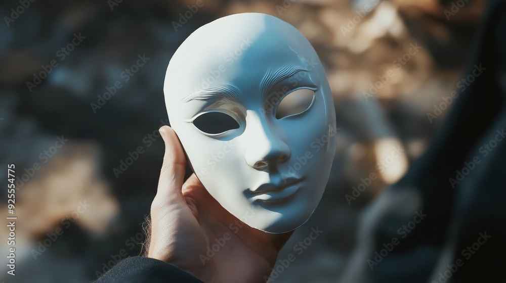 close up of man hand holding white mask close up of man hand holding white mask