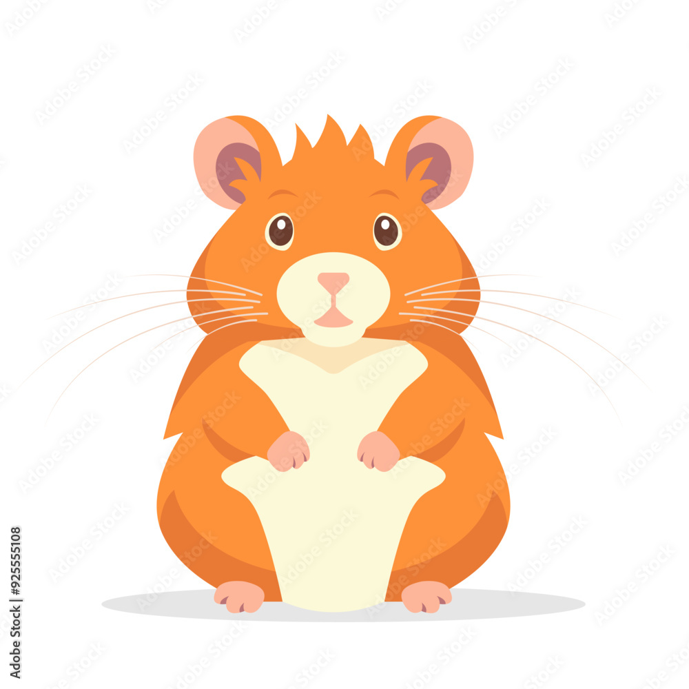 Cute sitting Hamster icon front view. Happy home animal. Hamster pet. Vector illustration isolated on white background. Cute sitting Hamster icon front view. Happy home animal. Hamster pet. Vector illustration isolated on white background.