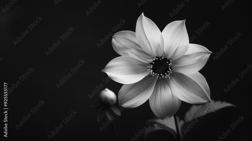 Fototapeta premium A black and white photo of a flower.