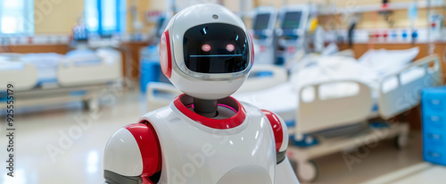 Wallpaper Mural A futuristic robot in a hospital setting, showcasing technology's role in healthcare and patient assistance. Torontodigital.ca