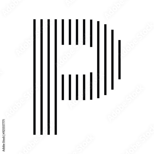 Letter P Logo with Vertical Striped Line Pattern