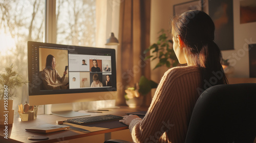 person at a computer in a home office