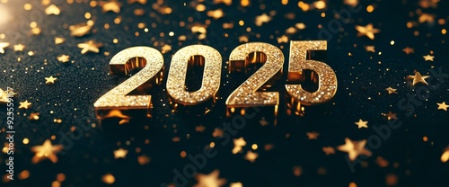 In gold letters, the number 2025e appears on a starry background photo