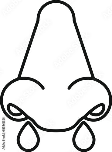 Simple line drawing of a human nose with snot flowing out of the nostrils