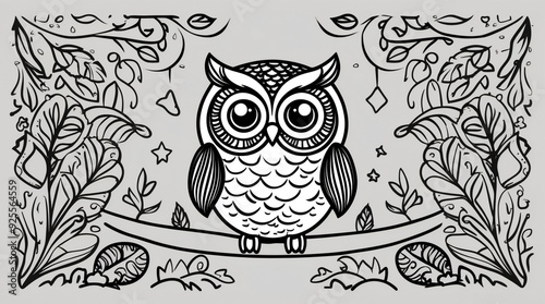 Coloring page, cute owl adorable photo