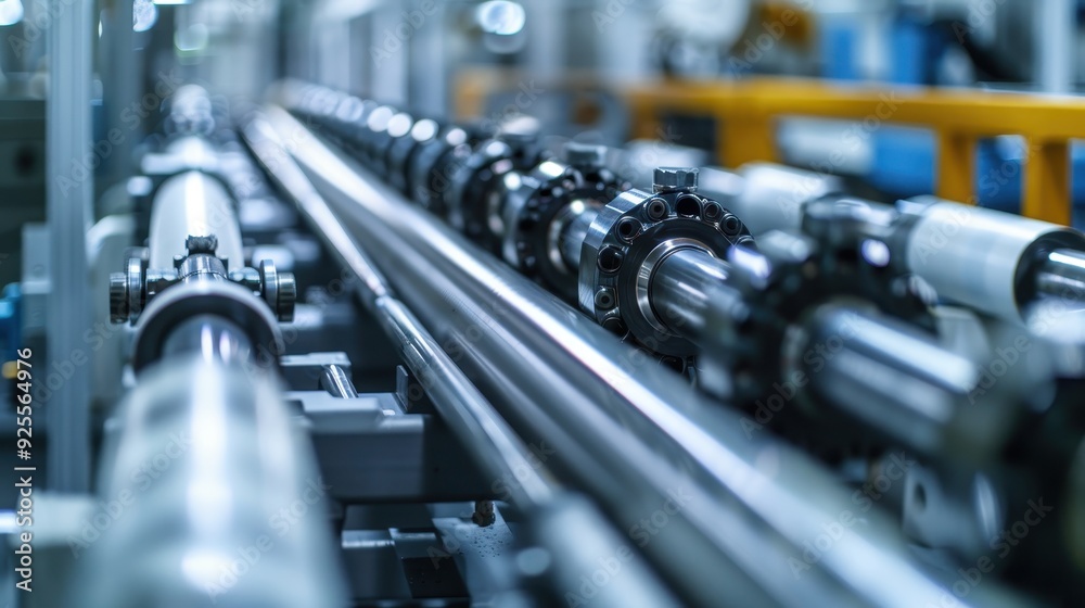 Close-up of industrial machine in factory, featuring detailed components and precision engineering, ideal for manufacturing or technology concepts. Close-up of industrial machine in factory, featuring detailed components and precision engineering, ideal for manufacturing or technology concepts.
