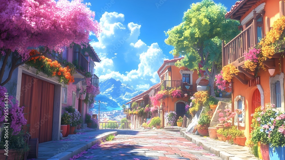 Obraz premium Vibrant and Colorful 3D Rendered Anime Inspired