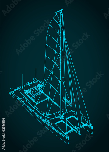 Sailing catamaran technical drawings