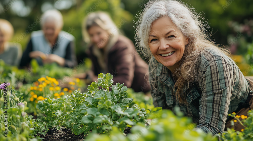 A group of elderly people participating in a gardening club, learning how to grow different plants and enjoying the beauty of their gardens. A group of elderly people participating in a gardening club, learning how to grow different plants and enjoying the beauty of their gardens.