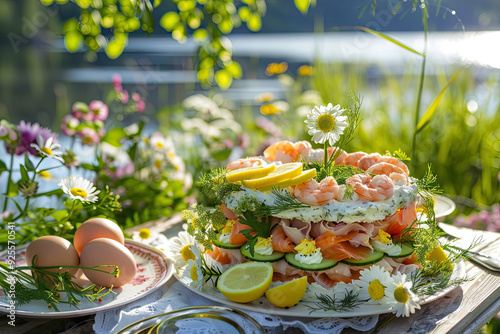 Swedish Smörgåstårta by the Lake photo