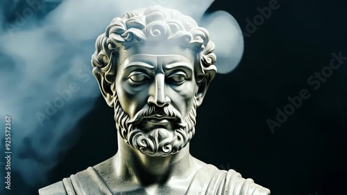 Statue of a generic philosopher of ancient Greece or Rome. Statue of Roman god or Greek god. Mythology. Stoicism. art, bust, roman, greece, rome, thinking, historical, figure, patience, thought