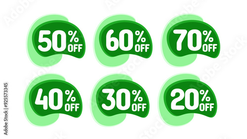 set of green labels for discount offer