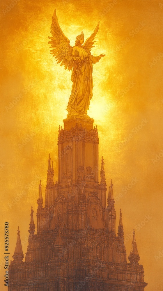 Fototapeta premium Angel Moroni Golden Guardian Mormonism LDS Church Religion Spiritual Symbol