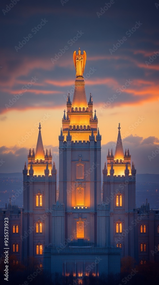 Obraz premium Angel Moroni Golden Guardian Mormonism LDS Church Religion Spiritual Symbol