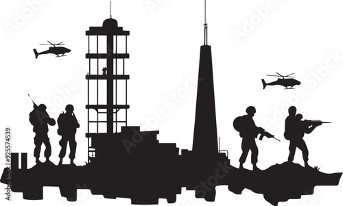 Army military base silhouette, silhouette of military base vector