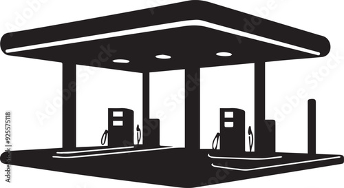 Black silhouette of petrol station, silhouette of petrol pump vector