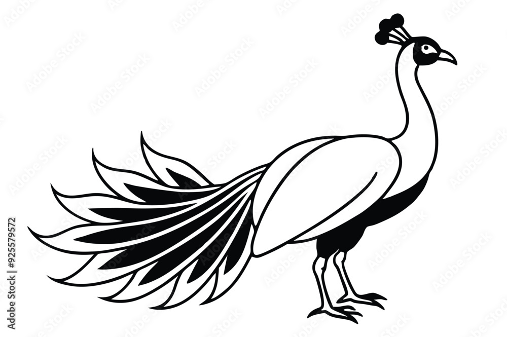 Fototapeta premium peacock style rangoli design vector silhouette