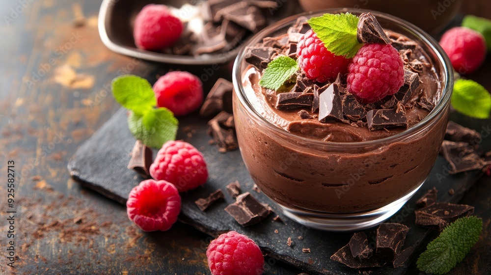 scrumptious raspberry-topped chocolate mousse scrumptious raspberry-topped chocolate mousse