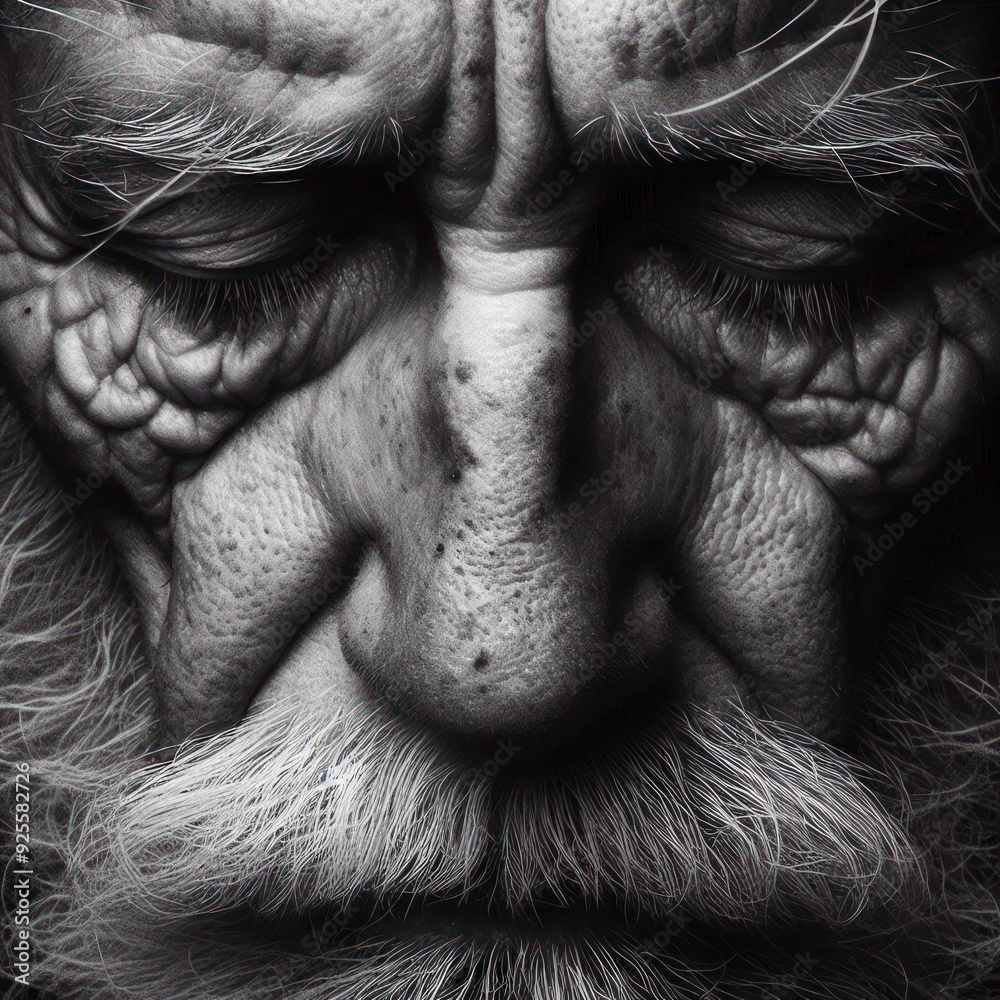 Close-up portrait of old man , black and white photo. Close-up portrait of old man , black and white photo.