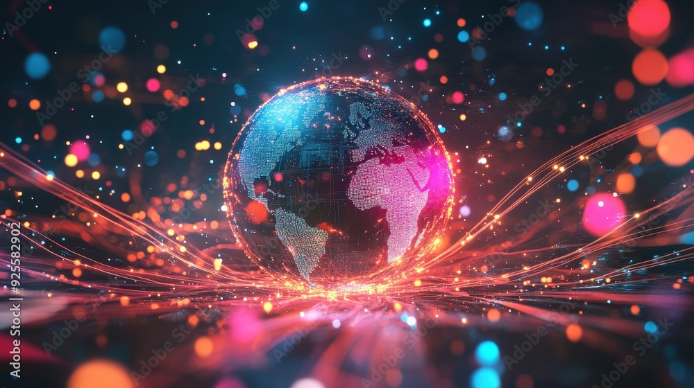 A holographic globe surrounded by glowing network lines, symbolizing the worldwide impact of network technology. A holographic globe surrounded by glowing network lines, symbolizing the worldwide impact of network technology.