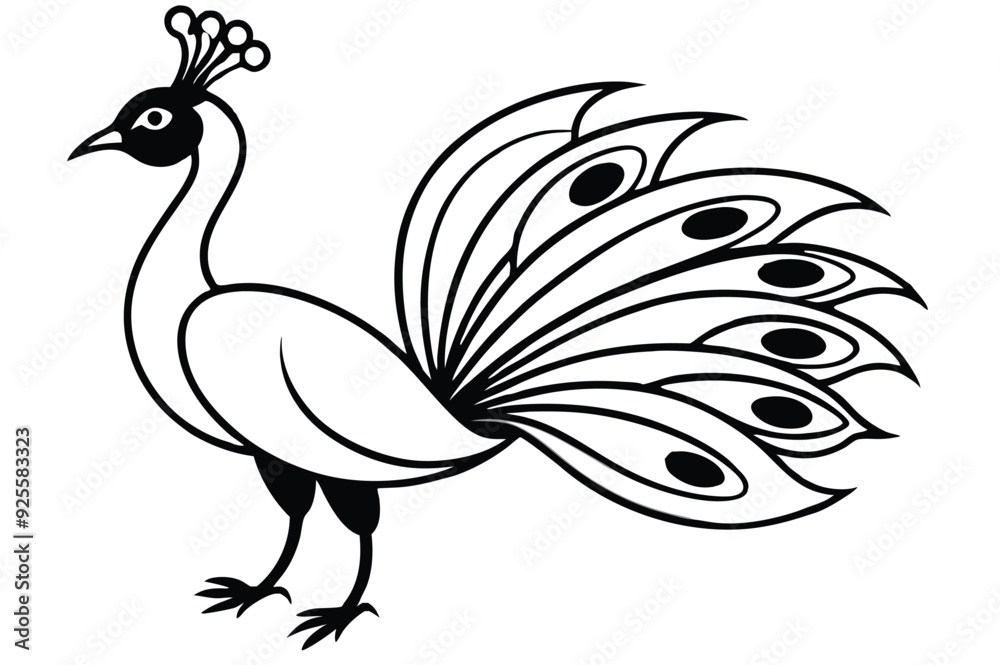 Obraz premium peacock style rangoli design vector silhouette