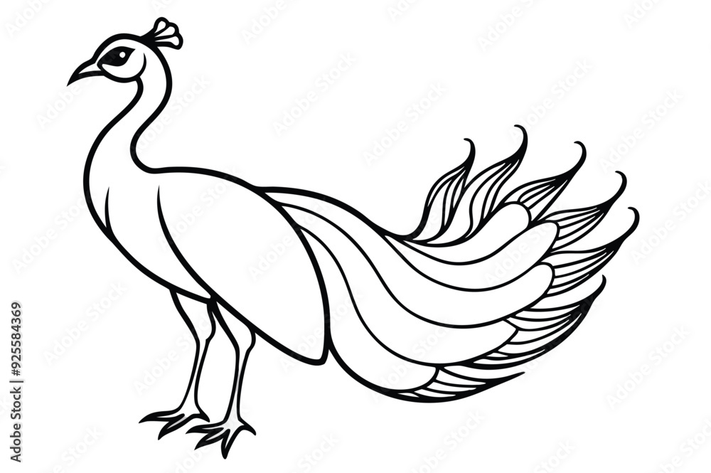 Obraz premium peacock style rangoli design vector silhouette 