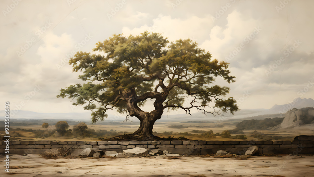Oak Tree - tree, landscape, nature, outdoors, sky, clouds, field, countryside, solitary tree, scenery, horizon, grass, rural, picturesque, environment, weather Oak Tree - tree, landscape, nature, outdoors, sky, clouds, field, countryside, solitary tree, scenery, horizon, grass, rural, picturesque, environment, weather