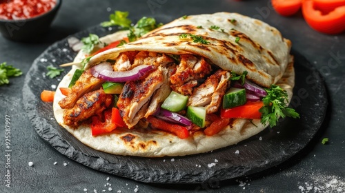 Fried chicken meat and veggies wrapped in pita bread is known as doner kebab