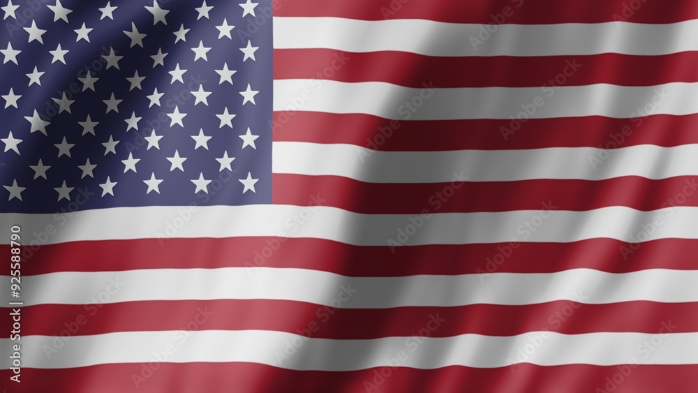 3D rendering of American Flag flapping in Wind, concept of 4th of July and Independence Day. United States of America national flag featuring red and white stripes with stars over blue patch 3D rendering of American Flag flapping in Wind, concept of 4th of July and Independence Day. United States of America national flag featuring red and white stripes with stars over blue patch