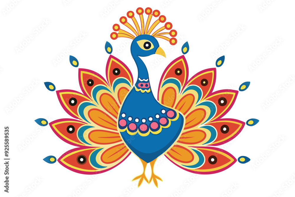 Fototapeta premium peacock style rangoli design vector silhouette