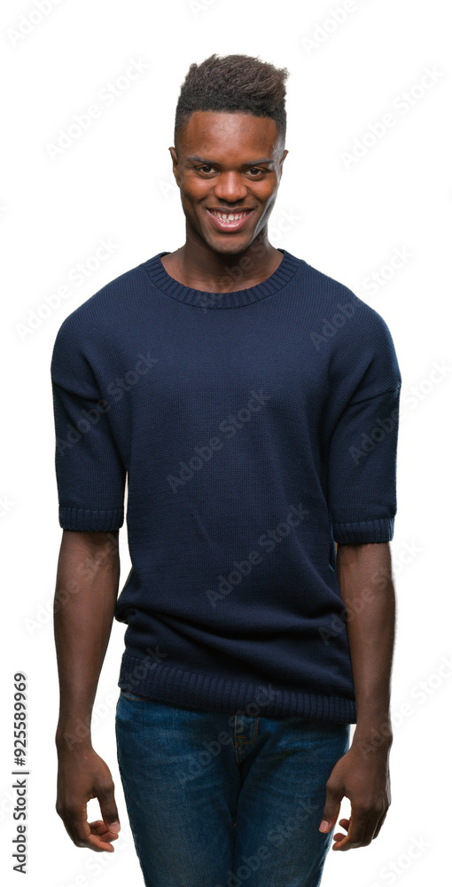 Young african american man over isolated background with a happy and cool smile on face. Lucky person. Young african american man over isolated background with a happy and cool smile on face. Lucky person.