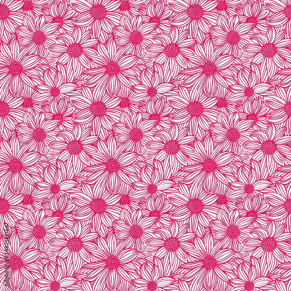 Fototapeta premium rose flower seamless pattern hand drawn style