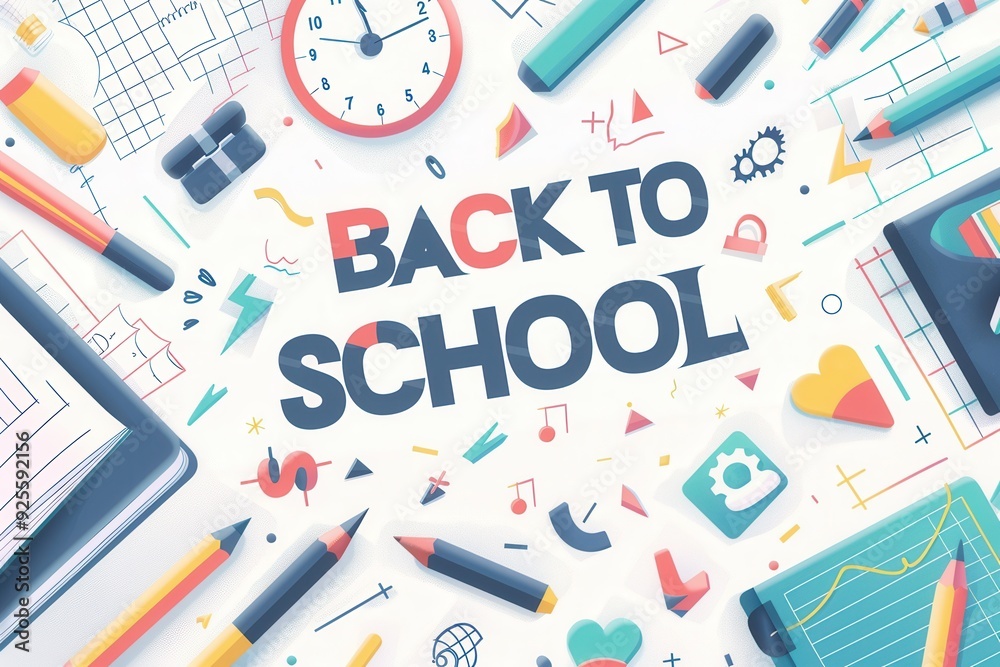 Flat vector school poster with Flat vector school poster with
