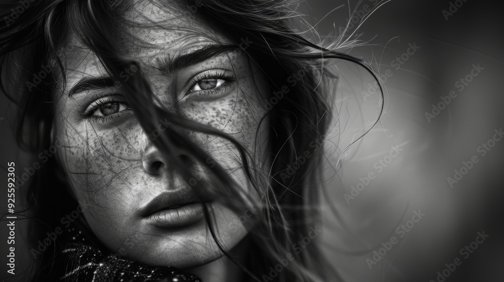 portrait of a beautiful model woman in black and white portrait of a beautiful model woman in black and white