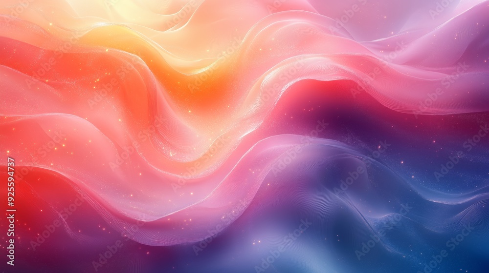 Abstract waves of color blend smoothly in vibrant hues, creating a dynamic and serene atmosphere Abstract waves of color blend smoothly in vibrant hues, creating a dynamic and serene atmosphere