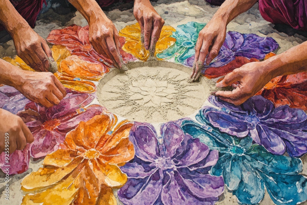 Fototapeta premium Mandala Sands of Time Buddhism, Hinduism Religion Spiritual Symbol