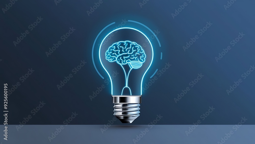 Light bulb with brain design - creativity, ideas, modern thinking and critical thinking related concept Light bulb with brain design - creativity, ideas, modern thinking and critical thinking related concept