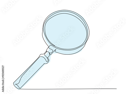 A clear illustration of a magnifying glass showcasing its round lens and handle, ideal for highlighting small details or objects.