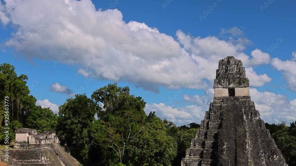 Ancient Mayan Tikal Pyramids in Guatemala, a major tourist attraction. Ancient Mayan Tikal Pyramids in Guatemala, a major tourist attraction.