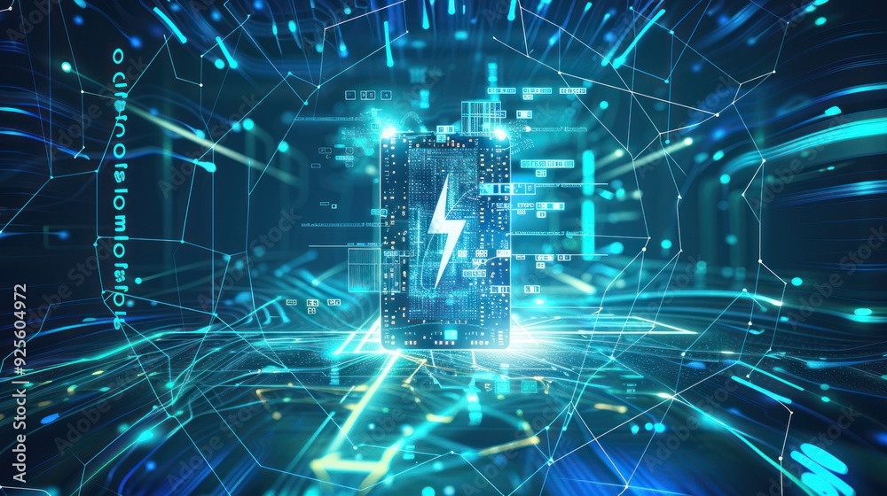 Fototapeta premium Digital Power: A Circuit Board with Lightning Bolt