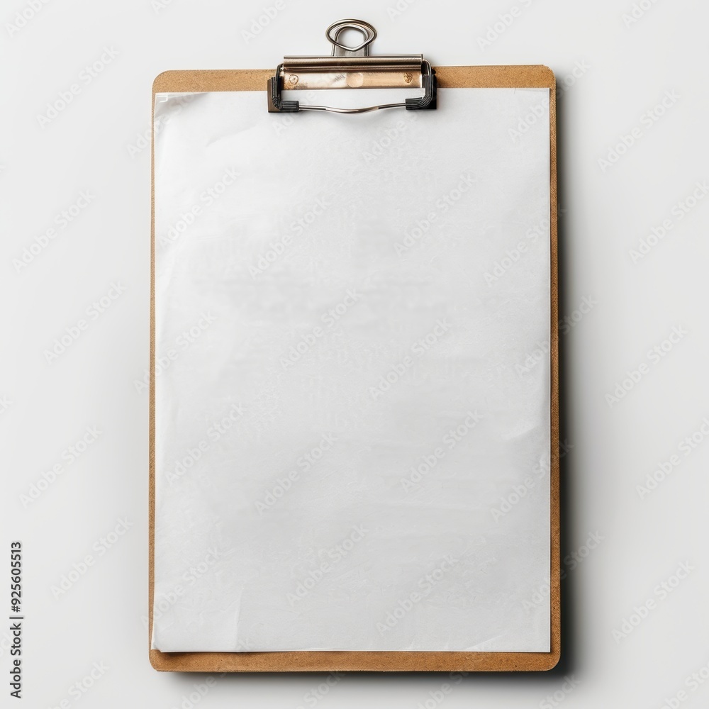 Blank Clipboard on White: A pristine white sheet of paper on a classic clipboard awaits your message, against a clean white backdrop. Blank Clipboard on White: A pristine white sheet of paper on a classic clipboard awaits your message, against a clean white backdrop.
