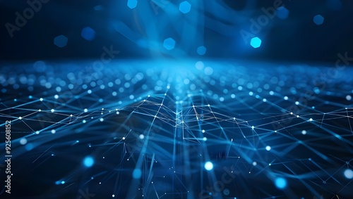 Wallpaper Mural Blue digital background with glowing lines and network connections, creating an abstract futuristic scene. Torontodigital.ca