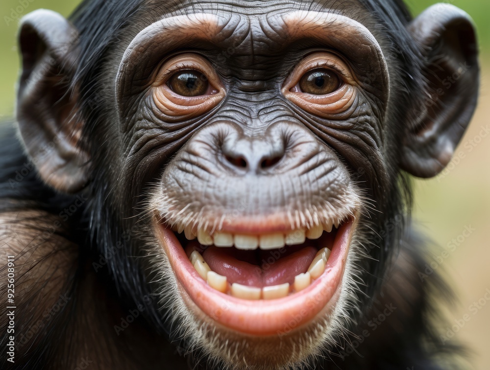 Close-up Portrait of a Smiling Chimpanzee Close-up Portrait of a Smiling Chimpanzee