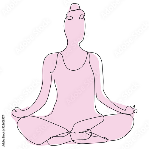 A person sits cross-legged in a meditative pose, embodying tranquility and focus in a serene pink environment.