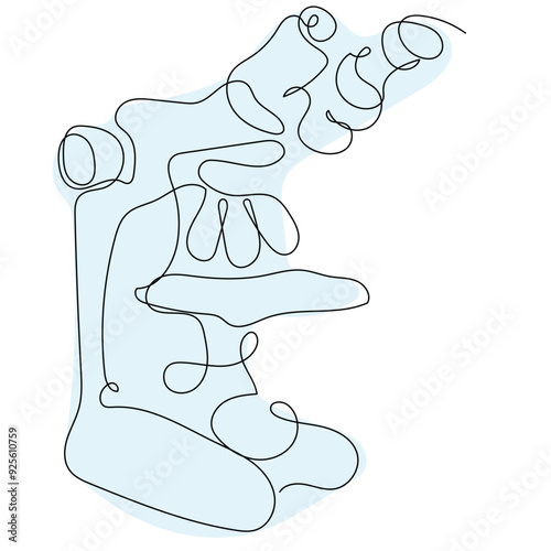 An abstract representation of a microscope showcasing flowing lines and curves in a minimalist style.