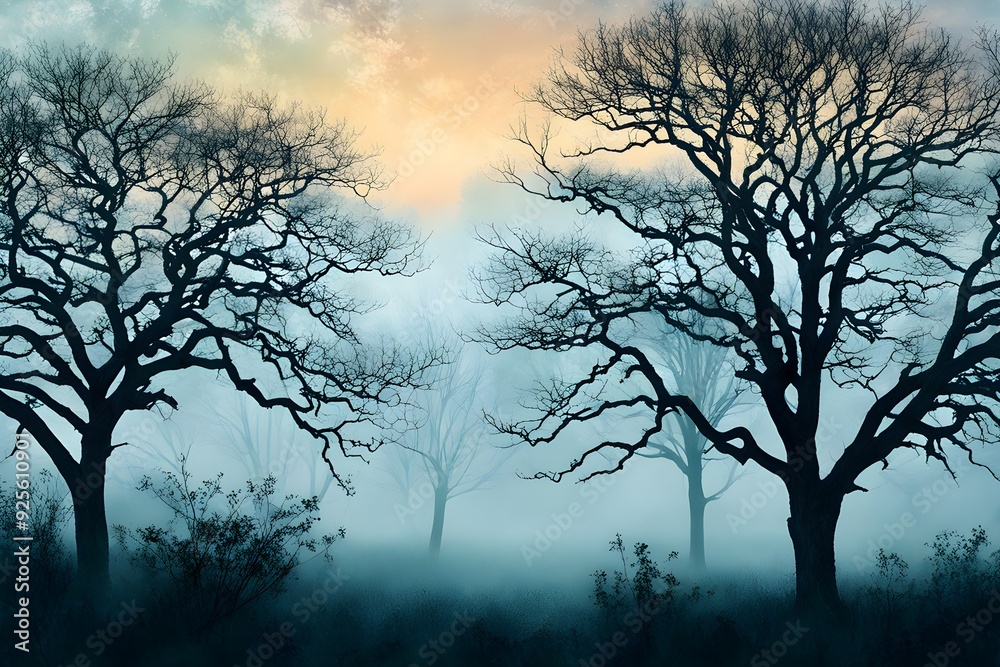 A forest with trees in the foreground and background A forest with trees in the foreground and background