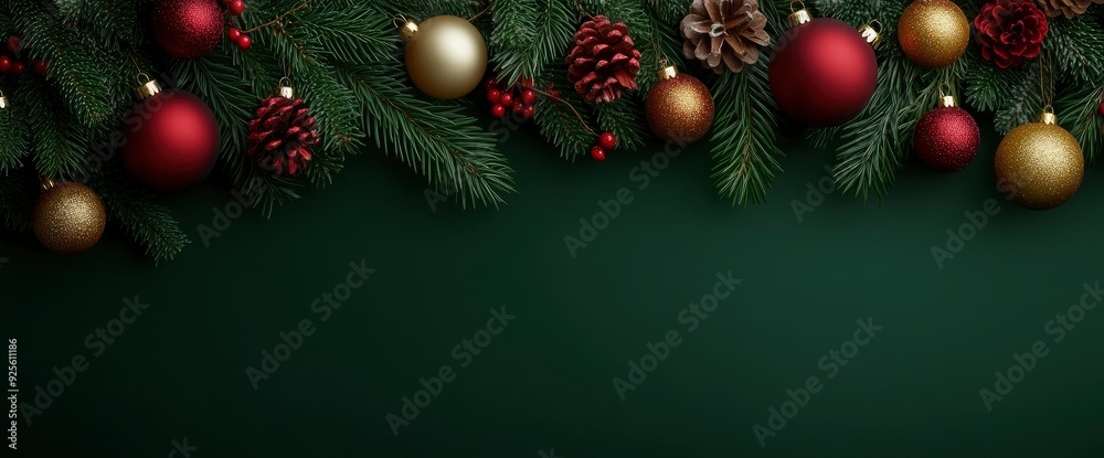 Christmas Decorations, Garland, And Tree In A Home Interior Christmas Decorations, Garland, And Tree In A Home Interior