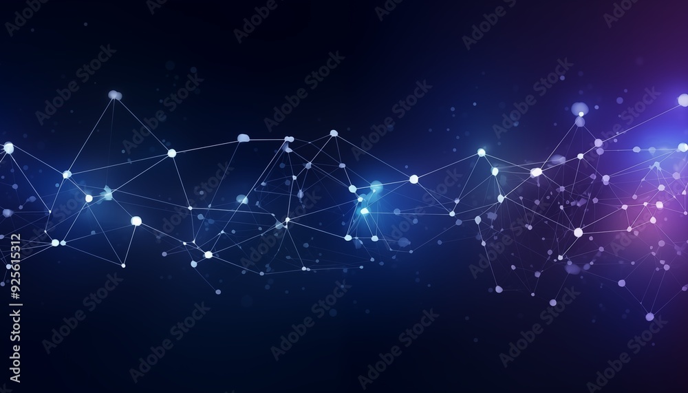 Fototapeta premium abstract dark blue dot connections background with stars